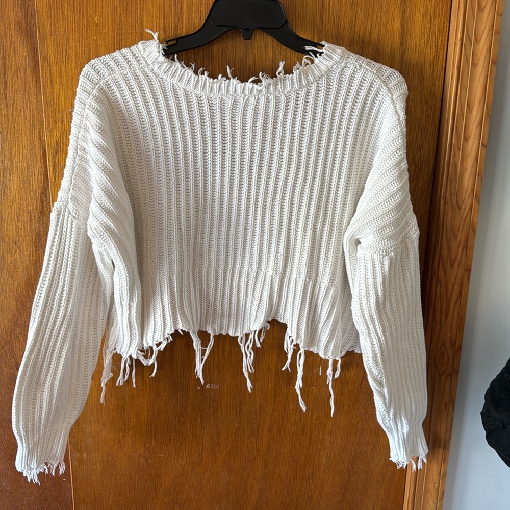 White Cropped Sweater size small